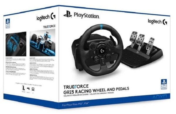 Logitech G923 Racing Wheel and Pedals,Dual Clutch, for Motion Controller (Black, For PS2, PS3, PS4, PS5, PC)