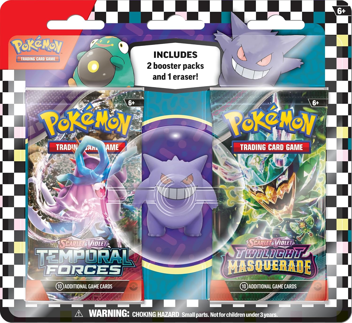 91Ru+Mu9vFL._AC_SL1500_ Pokémon TCG: Back to School Eraser Blister – Gengar (1 Eraser & 2 Booster Packs) - Image 1